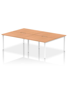 Dynamic Evolve Plus 1200mm B2B 4 Person Office Bench Desk Oak Top White Frame BE240