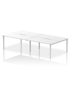 Dynamic Evolve Plus 1600mm B2B 4 Person Office Bench Desk White Top Silver Frame BE246