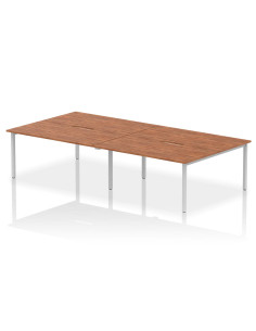 Dynamic Evolve Plus 1600mm B2B 4 Person Office Bench Desk Walnut Top Silver Frame BE247