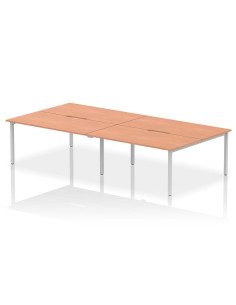 Dynamic Evolve Plus 1600mm B2B 4 Person Office Bench Desk Beech Top Silver Frame BE248