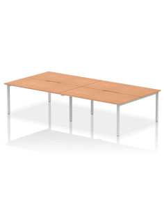 Dynamic Evolve Plus 1600mm B2B 4 Person Office Bench Desk Oak Top Silver Frame BE250