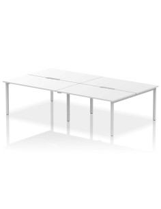 Dynamic Evolve Plus 1400mm B2B 4 Person Office Bench Desk White Top Silver Frame BE251