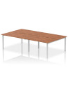 Dynamic Evolve Plus 1400mm B2B 4 Person Office Bench Desk Walnut Top Silver Frame BE252