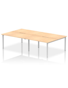 Dynamic Evolve Plus 1400mm B2B 4 Person Office Bench Desk Maple Top Silver Frame BE254