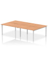 Dynamic Evolve Plus 1400mm B2B 4 Person Office Bench Desk Oak Top Silver Frame BE255