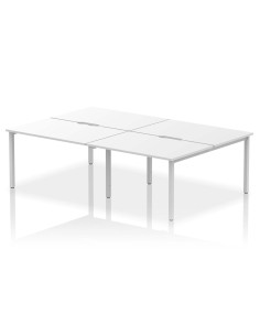 Dynamic Evolve Plus 1200mm B2B 4 Person Office Bench Desk White Top Silver Frame BE256