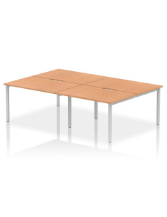 Dynamic Evolve Plus 1200mm B2B 4 Person Office Bench Desk Oak Top Silver Frame BE260