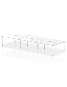 Dynamic Evolve Plus 1600mm B2B 6 Person Office Bench Desk White Top White Frame BE266
