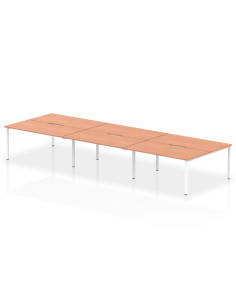 Dynamic Evolve Plus 1600mm B2B 6 Person Office Bench Desk Beech Top White Frame BE268
