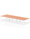 Dynamic Evolve Plus 1600mm B2B 6 Person Office Bench Desk Beech Top White Frame BE268