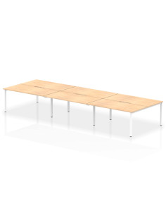 Dynamic Evolve Plus 1600mm B2B 6 Person Office Bench Desk Maple Top White Frame BE269