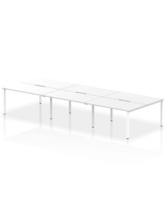 Dynamic Evolve Plus 1400mm B2B 6 Person Office Bench Desk White Top White Frame BE271