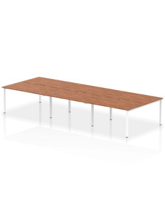 Dynamic Evolve Plus 1400mm B2B 6 Person Office Bench Desk Walnut Top White Frame BE272