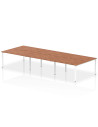 Dynamic Evolve Plus 1400mm B2B 6 Person Office Bench Desk Walnut Top White Frame BE272
