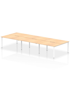 Dynamic Evolve Plus 1400mm B2B 6 Person Office Bench Desk Maple Top White Frame BE274