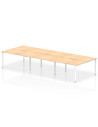 Dynamic Evolve Plus 1400mm B2B 6 Person Office Bench Desk Maple Top White Frame BE274