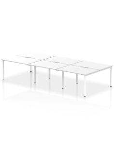 Dynamic Evolve Plus 1200mm B2B 6 Person Office Bench Desk White Top White Frame BE276