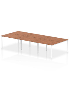 Dynamic Evolve Plus 1200mm B2B 6 Person Office Bench Desk Walnut Top White Frame BE277