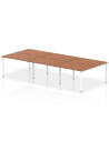 Dynamic Evolve Plus 1200mm B2B 6 Person Office Bench Desk Walnut Top White Frame BE277