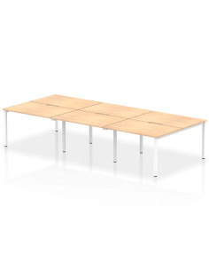 Dynamic Evolve Plus 1200mm B2B 6 Person Office Bench Desk Maple Top White Frame BE279