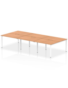 Dynamic Evolve Plus 1200mm B2B 6 Person Office Bench Desk Oak Top White Frame BE280
