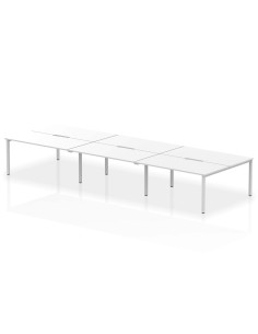 Dynamic Evolve Plus 1600mm B2B 6 Person Office Bench Desk White Top Silver Frame BE286
