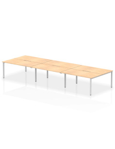 Dynamic Evolve Plus 1600mm B2B 6 Person Office Bench Desk Maple Top Silver Frame BE289