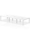 Dynamic Evolve Plus 1400mm B2B 6 Person Office Bench Desk White Top Silver Frame BE291