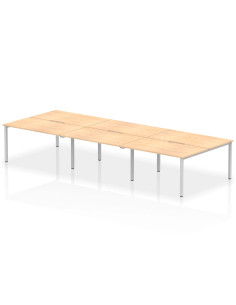 Dynamic Evolve Plus 1400mm B2B 6 Person Office Bench Desk Maple Top Silver Frame BE294