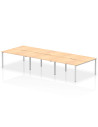 Dynamic Evolve Plus 1400mm B2B 6 Person Office Bench Desk Maple Top Silver Frame BE294