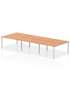 Dynamic Evolve Plus 1400mm B2B 6 Person Office Bench Desk Oak Top Silver Frame BE295