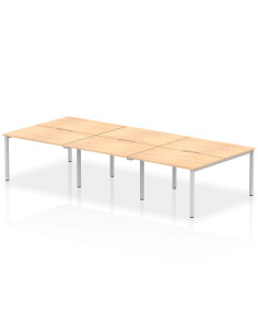 Dynamic Evolve Plus 1200mm B2B 6 Person Office Bench Desk Maple Top Silver Frame BE299