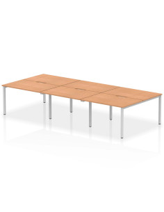 Dynamic Evolve Plus 1200mm B2B 6 Person Office Bench Desk Oak Top Silver Frame BE300
