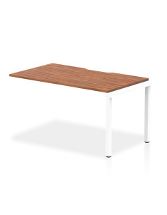 Dynamic Evolve Plus 1400mm Single Row Office Bench Desk Ext Kit Walnut Top White Frame BE312