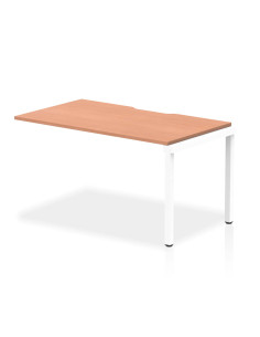 Dynamic Evolve Plus 1400mm Single Row Office Bench Desk Ext Kit Beech Top White Frame BE313