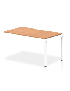 Dynamic Evolve Plus 1400mm Single Row Office Bench Desk Ext Kit Oak Top White Frame BE315