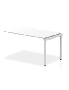 Dynamic Evolve Plus 1400mm Single Row Office Bench Desk Ext Kit White Top Silver Frame BE331