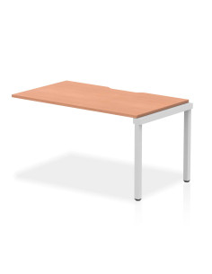 Dynamic Evolve Plus 1400mm Single Row Office Bench Desk Ext Kit Beech Top Silver Frame BE333