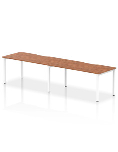 Dynamic Evolve Plus 1600mm Single Row 2 Person Office Bench Desk Walnut Top White Frame BE347