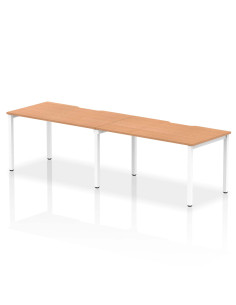 Dynamic Evolve Plus 1400mm Single Row 2 Person Office Bench Desk Oak Top White Frame BE355