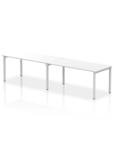 Dynamic Evolve Plus 1600mm Single Row 2 Person Office Bench Desk White Top Silver Frame BE366
