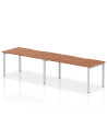 Dynamic Evolve Plus 1600mm Single Row 2 Person Office Bench Desk Walnut Top Silver Frame BE367