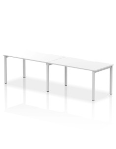 Dynamic Evolve Plus 1400mm Single Row 2 Person Office Bench Desk White Top Silver Frame BE371