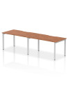 Dynamic Evolve Plus 1400mm Single Row 2 Person Office Bench Desk Walnut Top Silver Frame BE372