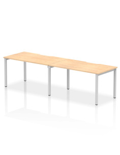 Dynamic Evolve Plus 1400mm Single Row 2 Person Office Bench Desk Maple Top Silver Frame BE374