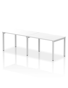 Dynamic Evolve Plus 1200mm Single Row 2 Person Office Bench Desk White Top Silver Frame BE376