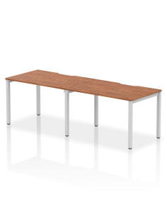Dynamic Evolve Plus 1200mm Single Row 2 Person Office Bench Desk Walnut Top Silver Frame BE377