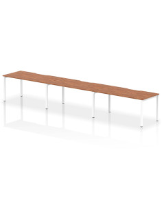 Dynamic Evolve Plus 1600mm Single Row 3 Person Office Bench Desk Walnut Top White Frame BE387