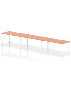 Dynamic Evolve Plus 1600mm Single Row 3 Person Office Bench Desk Beech Top White Frame BE388