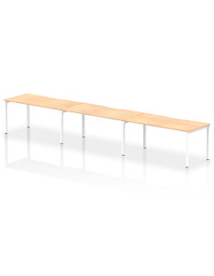 Dynamic Evolve Plus 1600mm Single Row 3 Person Office Bench Desk Maple Top White Frame BE389